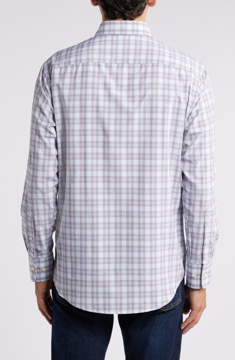 Peter Millar Watson Plaid Performance Poplin Button-Down Shirt, Alternate, color, Galaxy