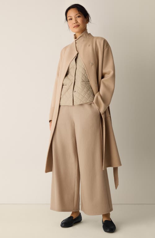 Eileen Fisher High Waist Wool Wide Leg Pants In Brown