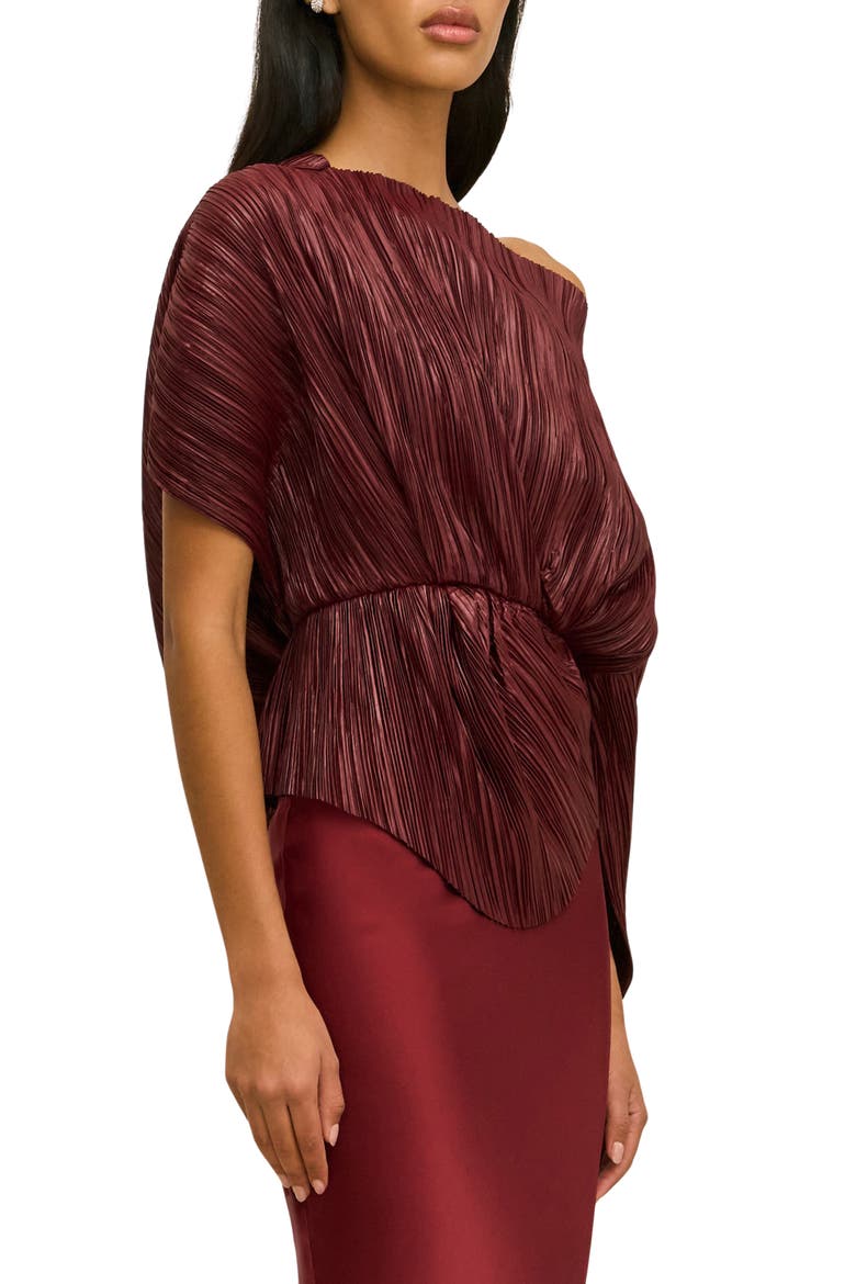 One-Shoulder Pleated Top, Alternate, color, WINTER PLUM