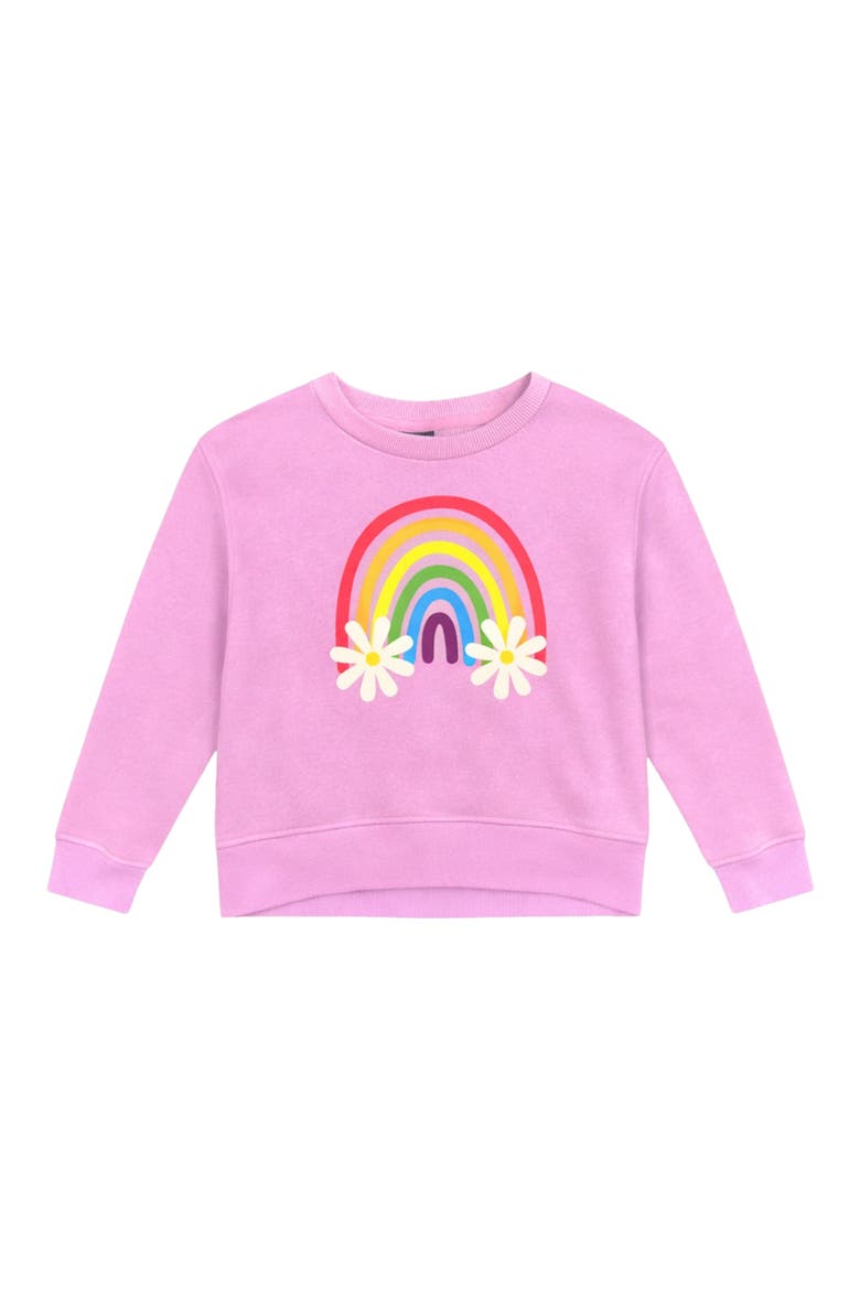 Kids' Cloud Soft Rainbow Graphic Sweatshirt, Main, color, PINK DAISY RAINBOW