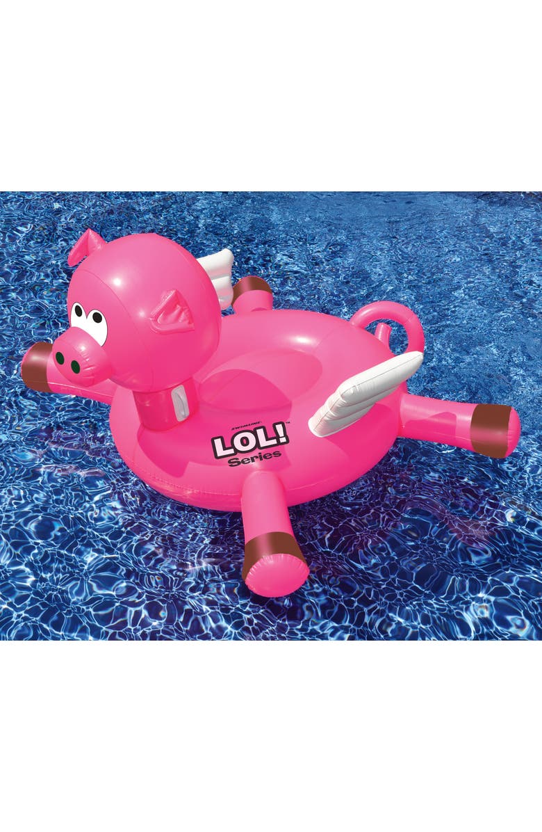 Swimline Lol Series Flying Pig Pool Float, Alternate, color, Pink