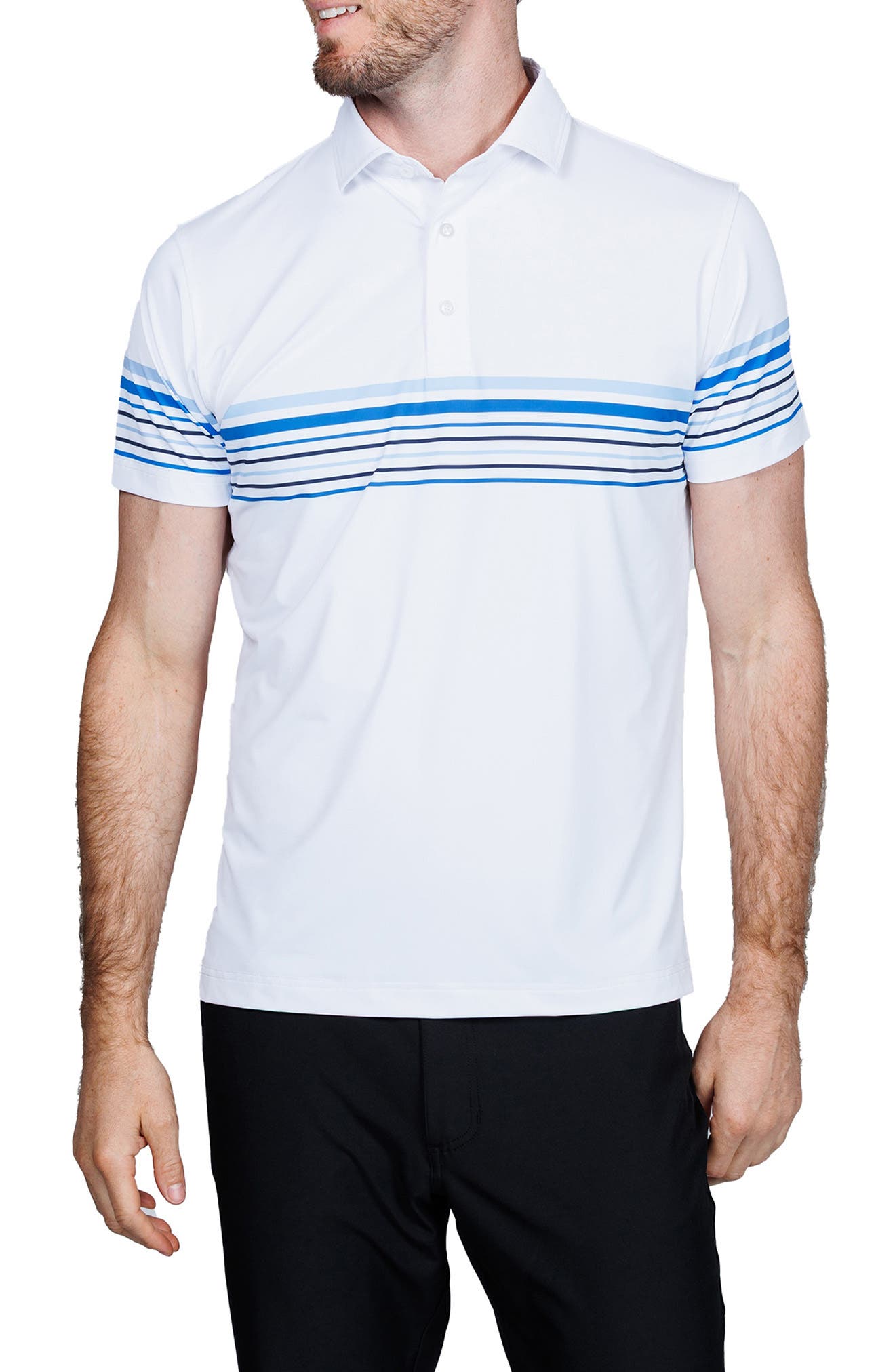 TailorByrd Engineered Stripe Performance Polo