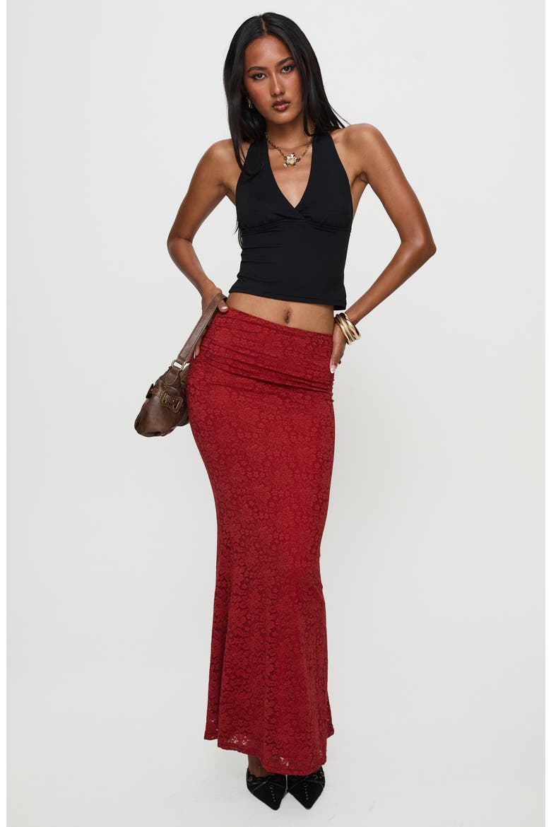 Silene Lace Maxi Skirt, Alternate, color, RED