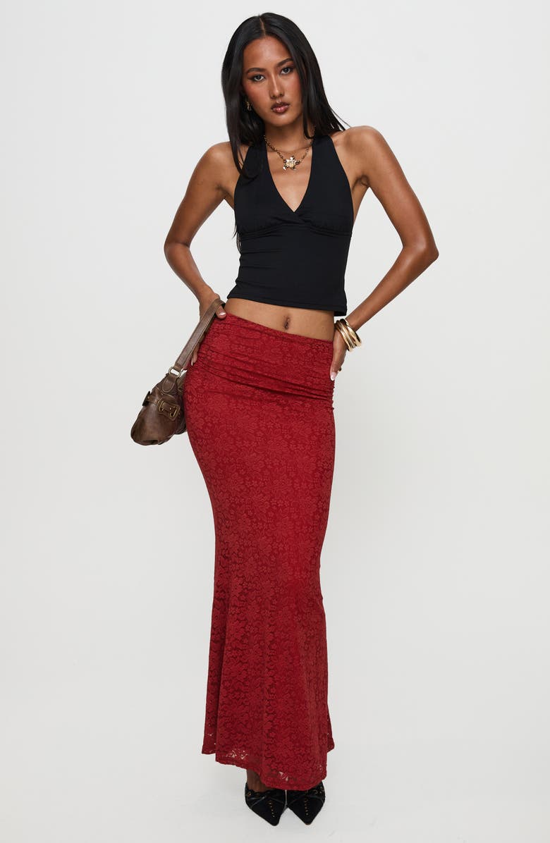 Princess Polly Silene Lace Maxi Skirt, Alternate, color, Red