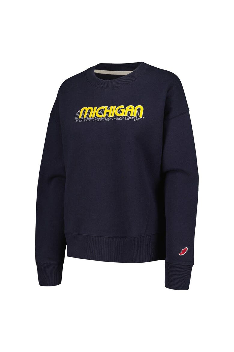 Women's League Collegiate Wear Navy Michigan Wolverines Boxy Pullover Sweatshirt, Alternate, color, Navy