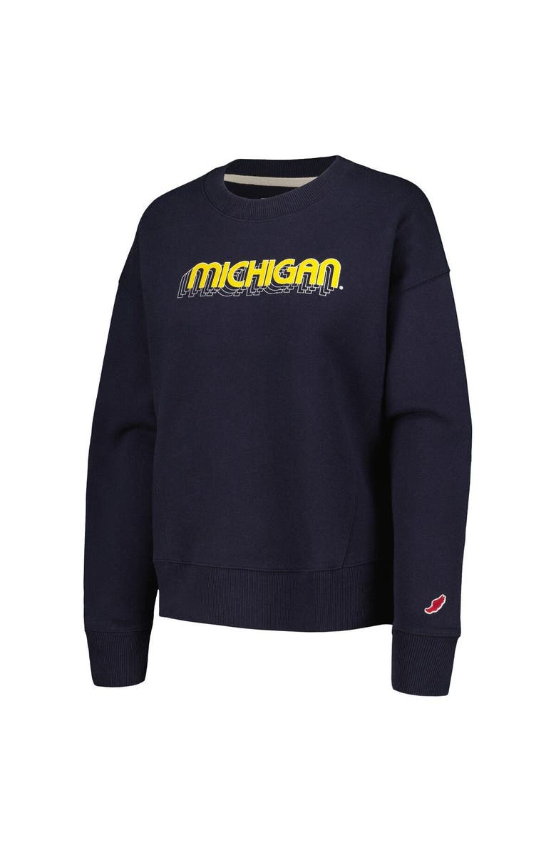 LEAGUE COLLEGIATE WEAR Women's League Collegiate Wear Navy Michigan Wolverines Boxy Pullover Sweatshirt, Alternate, color, Navy