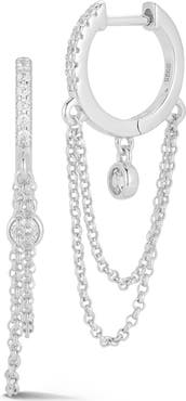 GLAZE JEWELRY Cubic Zirconia Chain Drop Huggie Hoop Earrings