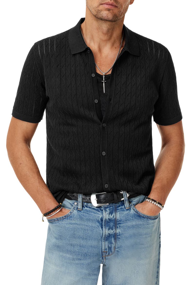 Moore Short Sleeve Organic Cotton Sweater, Main, color, BLACK