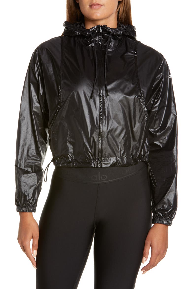 Sprinter Hooded Crop Jacket, Alternate, color, BLACK