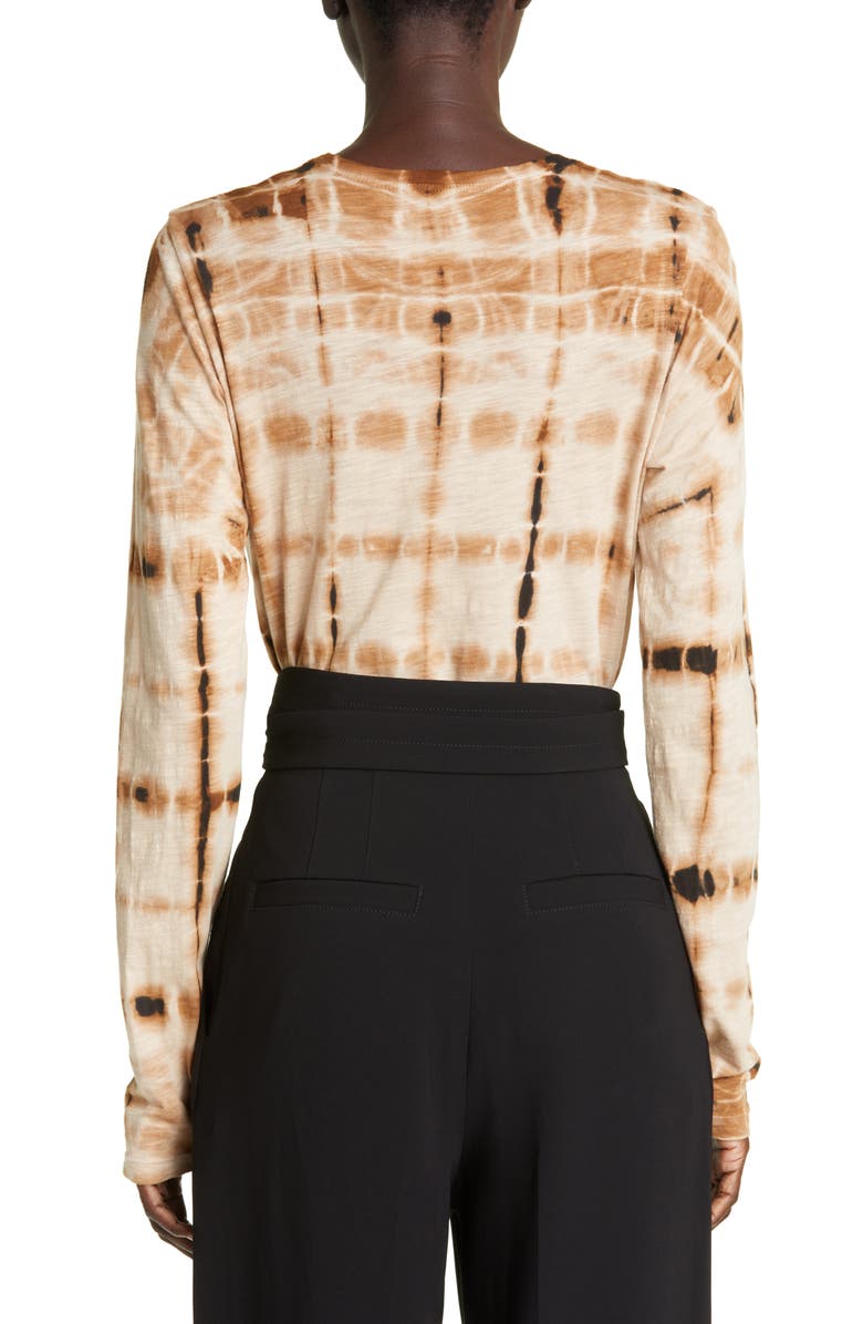 Proenza Schouler Tie Dye Long Sleeve Cotton Shirt, Alternate, color, Brown Multi