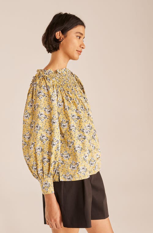REBECCA TAYLOR REBECCA TAYLOR INTAGLIO ROSE SMOCKED BLOUSE