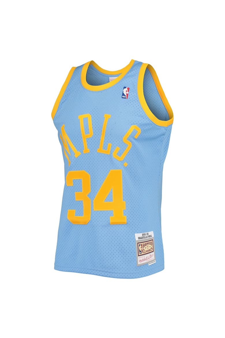 Men's Mitchell & Ness Shaquille O'Neal Powder Blue Los Angeles Lakers 2001/02 Hardwood Classics Swingman Jersey, Alternate, color, Powder Blue