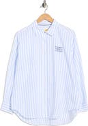 C & C California Alaina Oversize Embroidered Stripe Button-Up Shirt