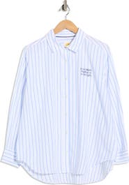 C & C California Alaina Oversize Embroidered Stripe Button-Up Shirt