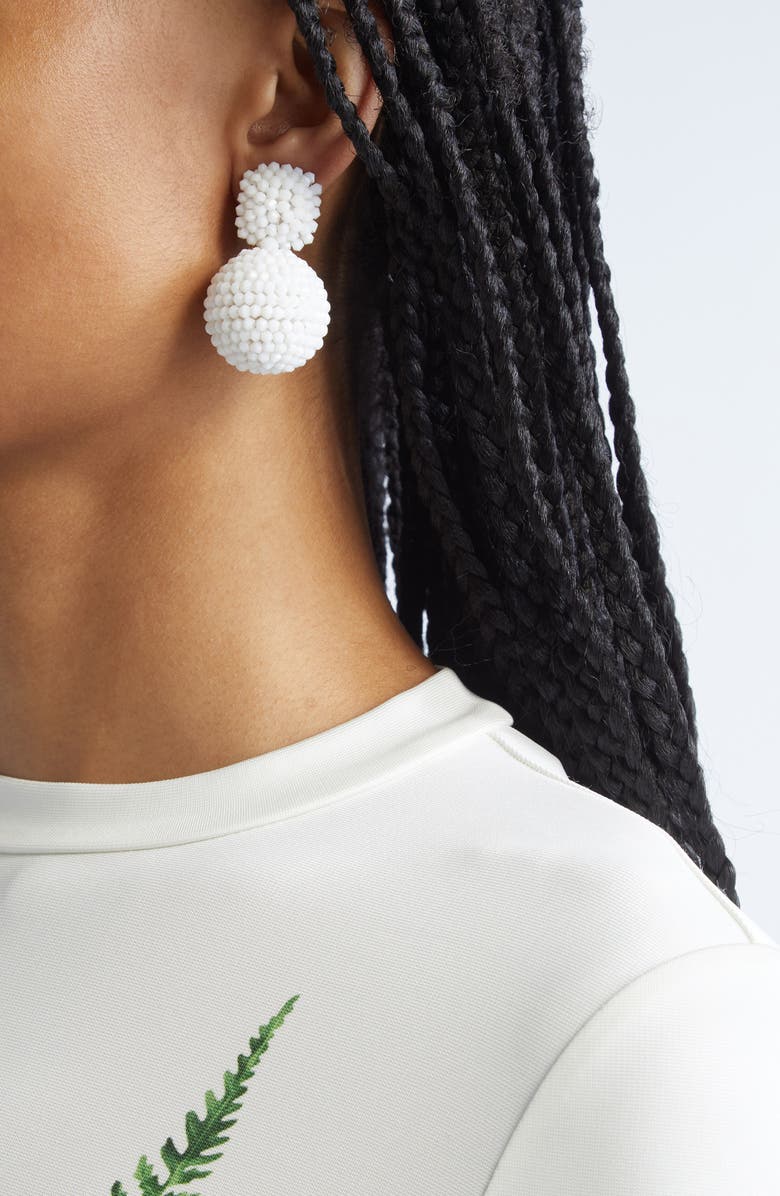 Oscar de la Renta Pompom Beaded Drop Earrings, Alternate, color, 