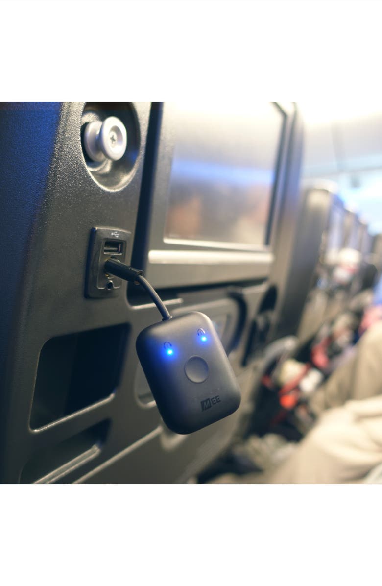 MEE audio Connect Air In-Flight Bluetooth Wireless Audio Transmitter for AirPods & Headphones, Alternate, color, Black