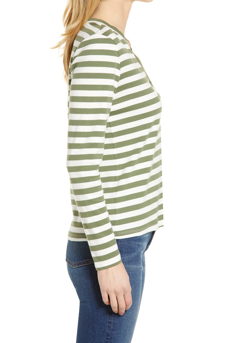 Split Neck Long Sleeve T-Shirt, Alternate, color, GREEN SORREL CHARM STRIPE