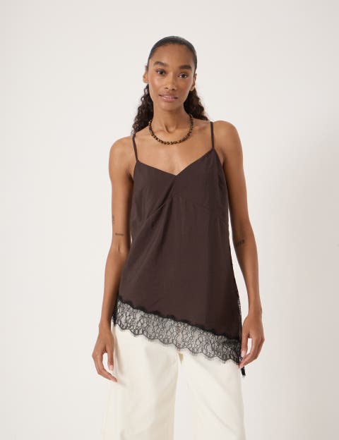 Marnie Asymmetric Lace Trim Cami Top