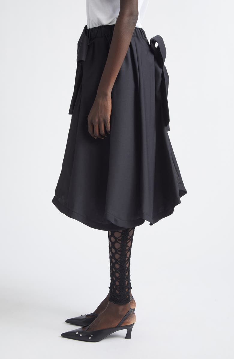 Noir Kei Ninomiya Tropical Wool Bow Skirt, Alternate, color, Black