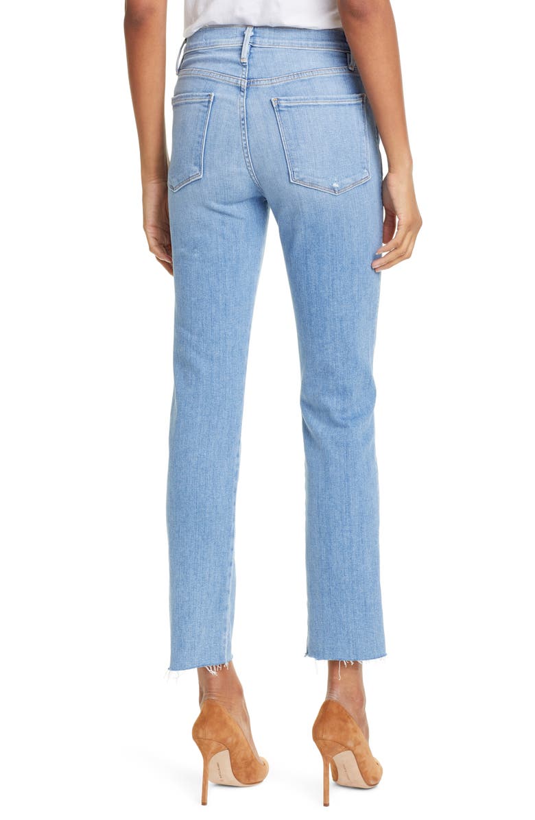 FRAME Le Sylvie High Waist Raw Hem Straight Leg Jeans, Alternate, color, Overdrive