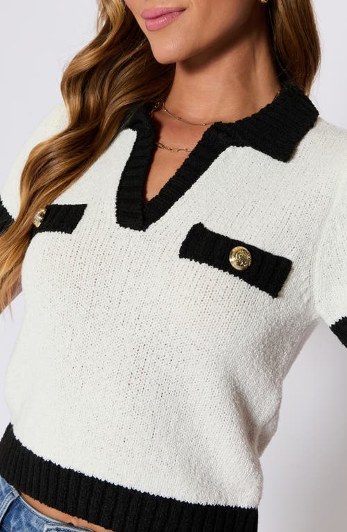 Vici Collection Contrast Trim Polo Sweater In White