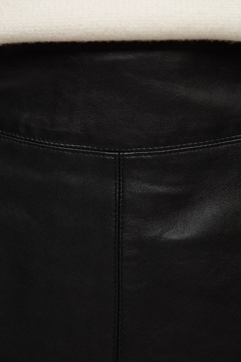 Leather Signature Pencil Skirt, Alternate, color, Black