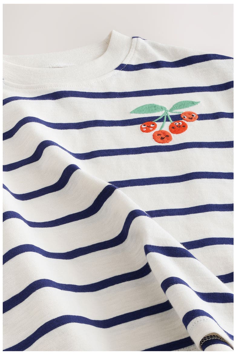 Kids' Stripe Cherry Cotton T-Shirt, Alternate, color, WHITE BLUE STRIPE