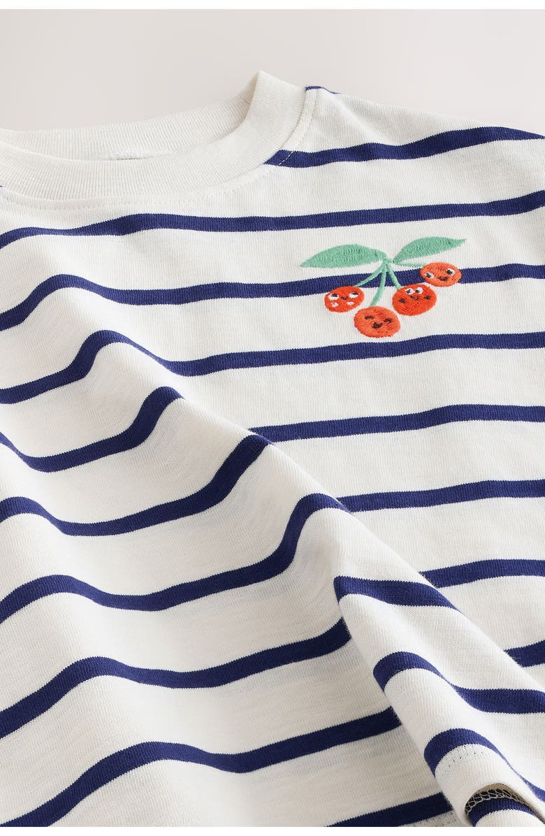 NEXT Kids' Stripe Cherry Cotton T-Shirt, Alternate, color, White Blue Stripe