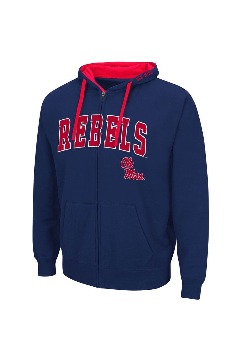 Men's Colosseum Navy Ole Miss Rebels Big & Tall Full-Zip Hoodie, Alternate, color, Navy