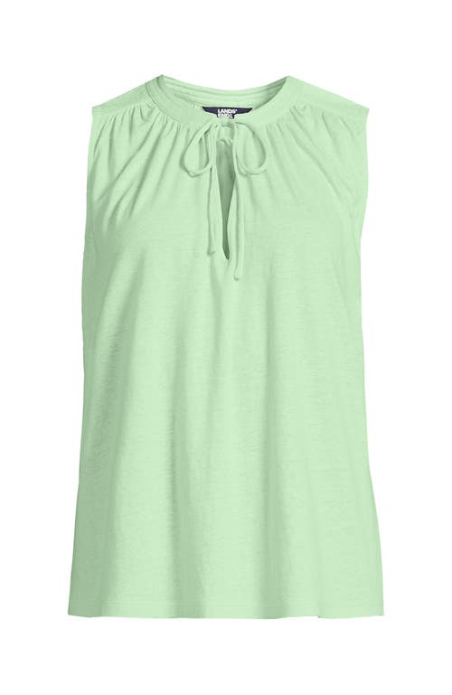 Lands' End Linen Blend Notch Neck Swing Tank Top In Green