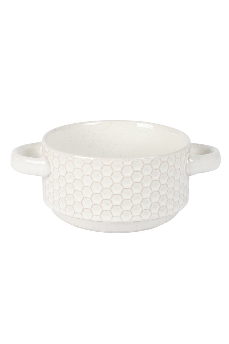 Earlhart 2 Piece 6 Inch Ribbed Stoneware Soup Bowl Set with Handles, Alternate, color, White