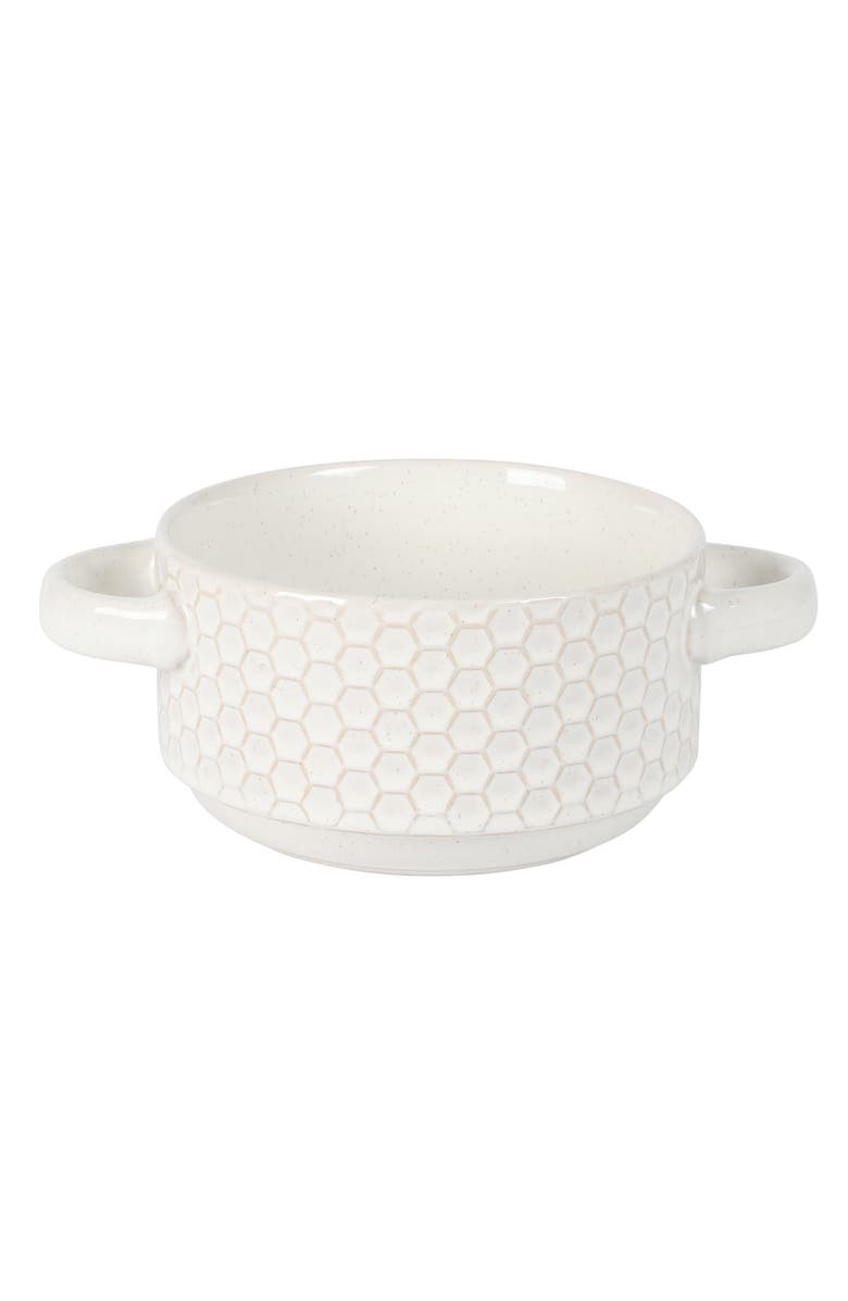 Gibson Elite Earlhart 2 Piece 6 Inch Ribbed Stoneware Soup Bowl Set with Handles, Alternate, color, White