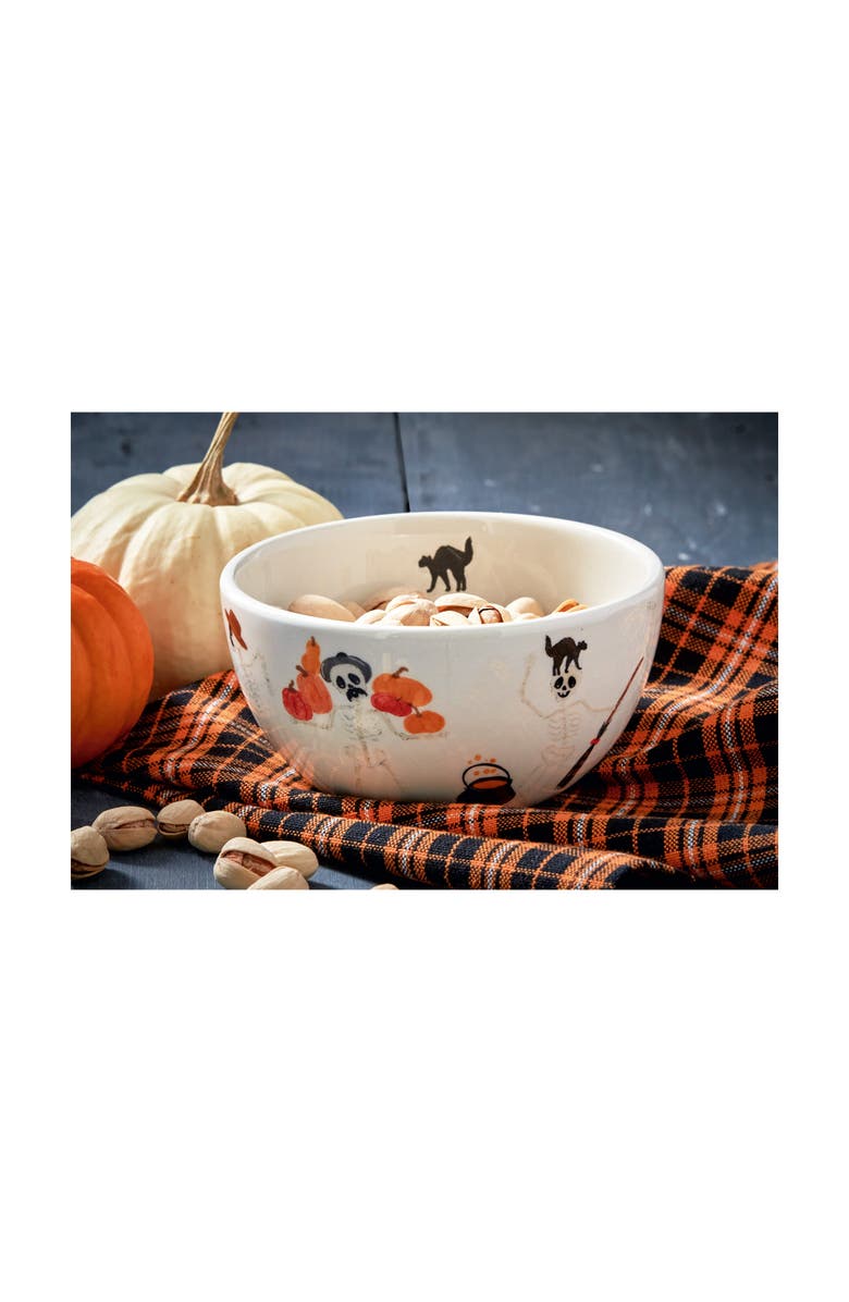 tag Dancing Skeleton Ceramic Serving Bowl Halloween Multicolor, Alternate, color, Multicolored