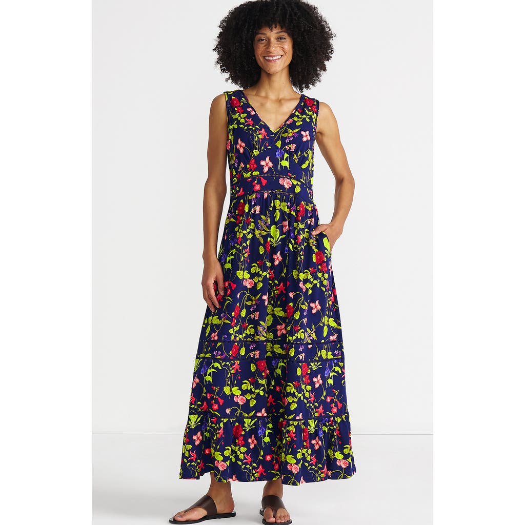 LANDS' END LANDS' END COTTON MODAL EMBELLISHED TRIM MAXI DRESS
