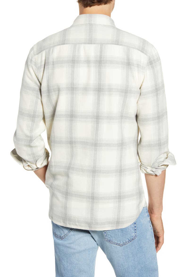 Trim Fit Plaid Twill Button-Up Utility Shirt, Alternate, color, WHITE GREY HEATHER PLAID