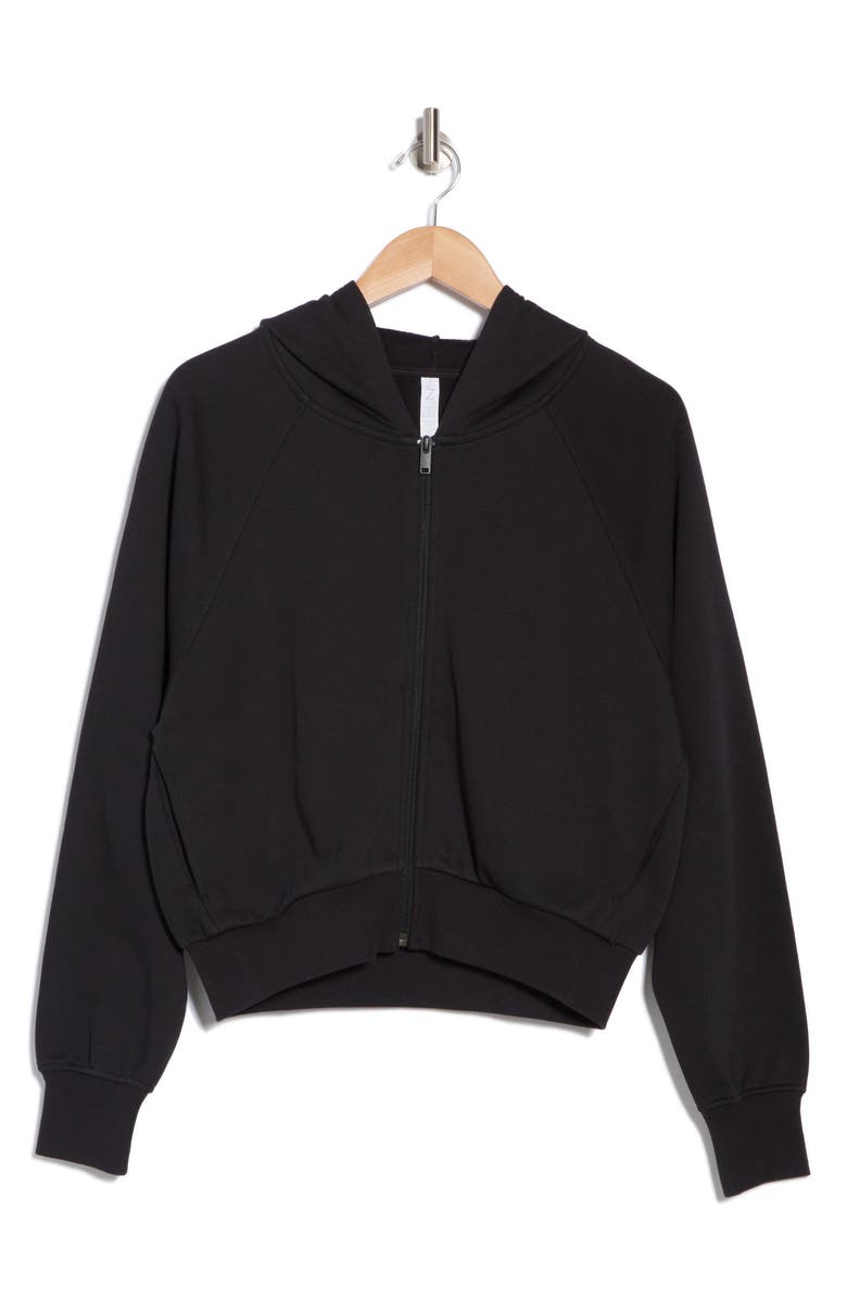 Z by Zella Level Up Terry Full Zip Hoodie, Alternate, color, Black