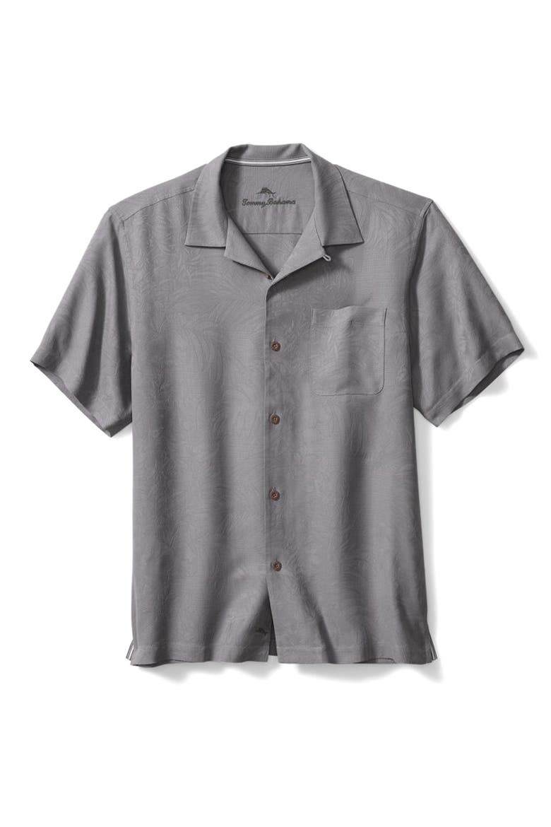 Tropic Isle Short Sleeve Button-Up Silk Camp Shirt, Main, color, SHADOW