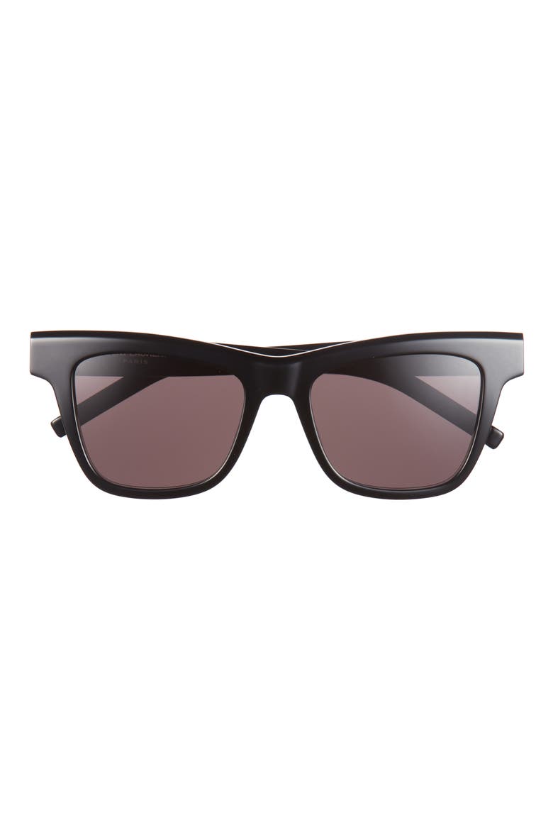 52mm Square Cat Eye Sunglasses, Main, color, BLACK BLACK BLACK