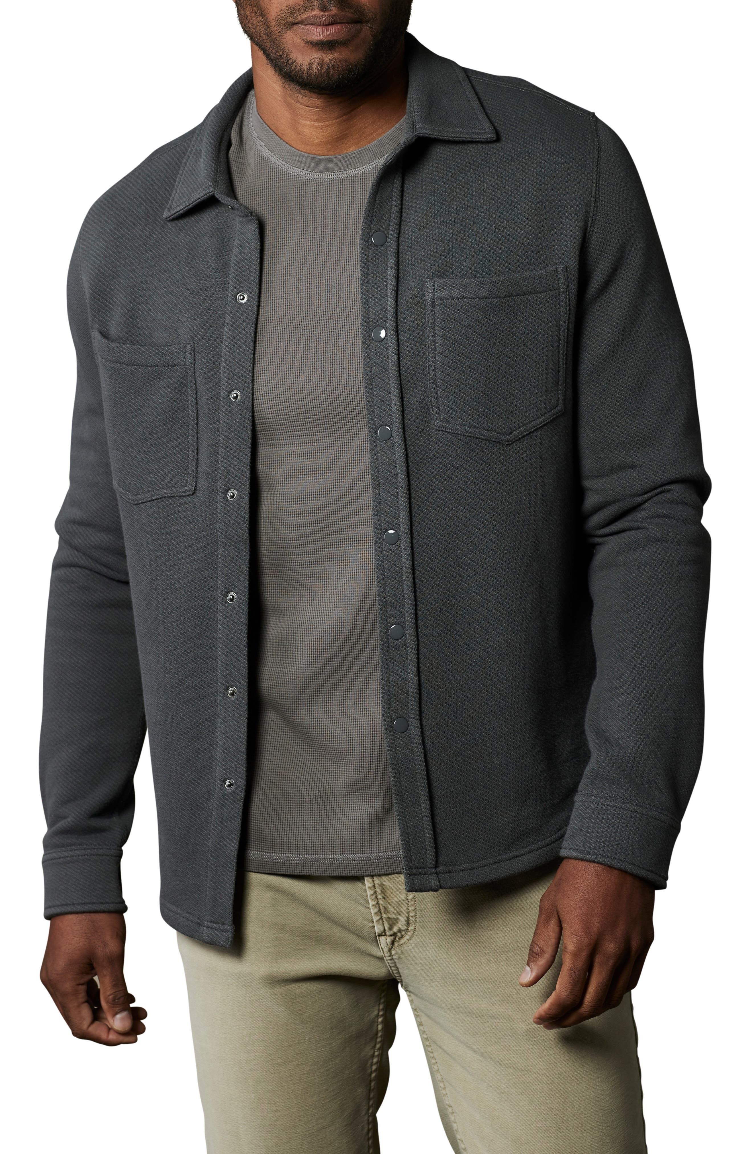 Looped Terry Button-Up Shirt