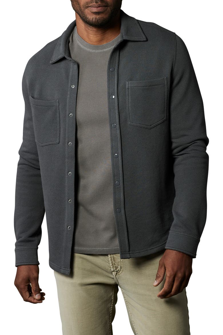 Looped Terry Button-Up Shirt, Main, color, SHADOW
