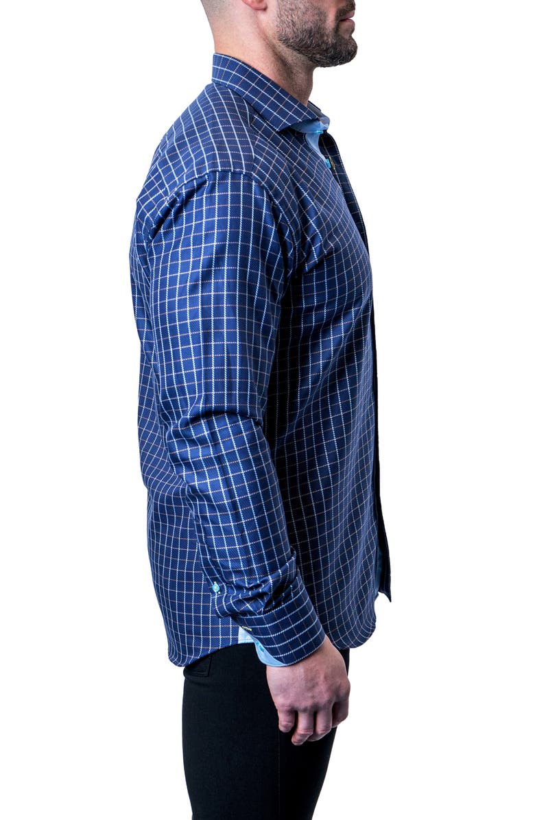 Maceoo Einstein Royal Check Blue Contemporary Fit Button-Up Shirt, Alternate, color, Blue