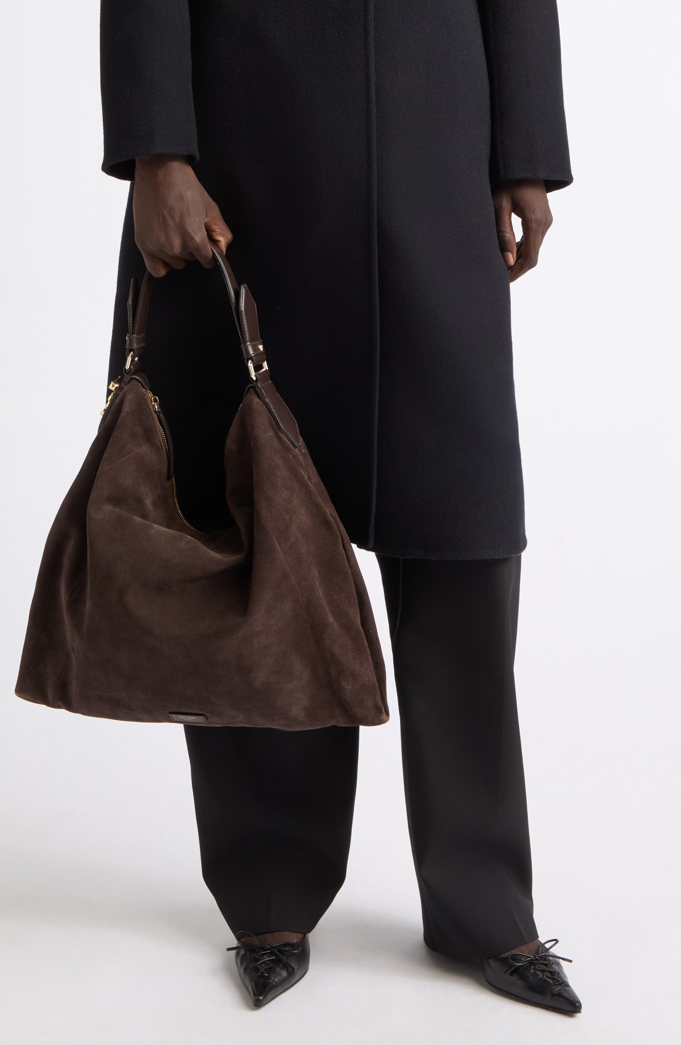 Ana Suede Hobo Bag, Alternate, color, CHOCOLATE/ LIGHT GOLD