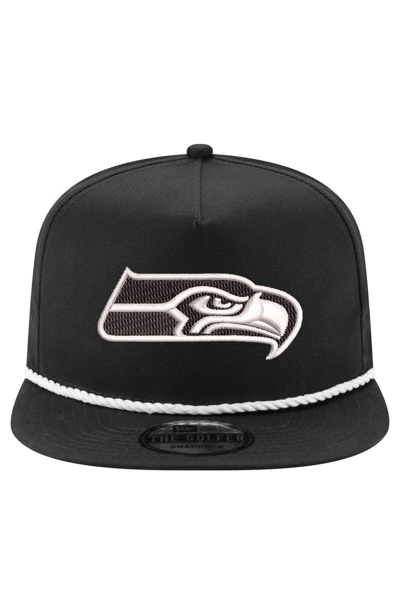 New Era Men's New Era Black Seattle Seahawks B-Dub Golfer Snapback Hat, Alternate, color,