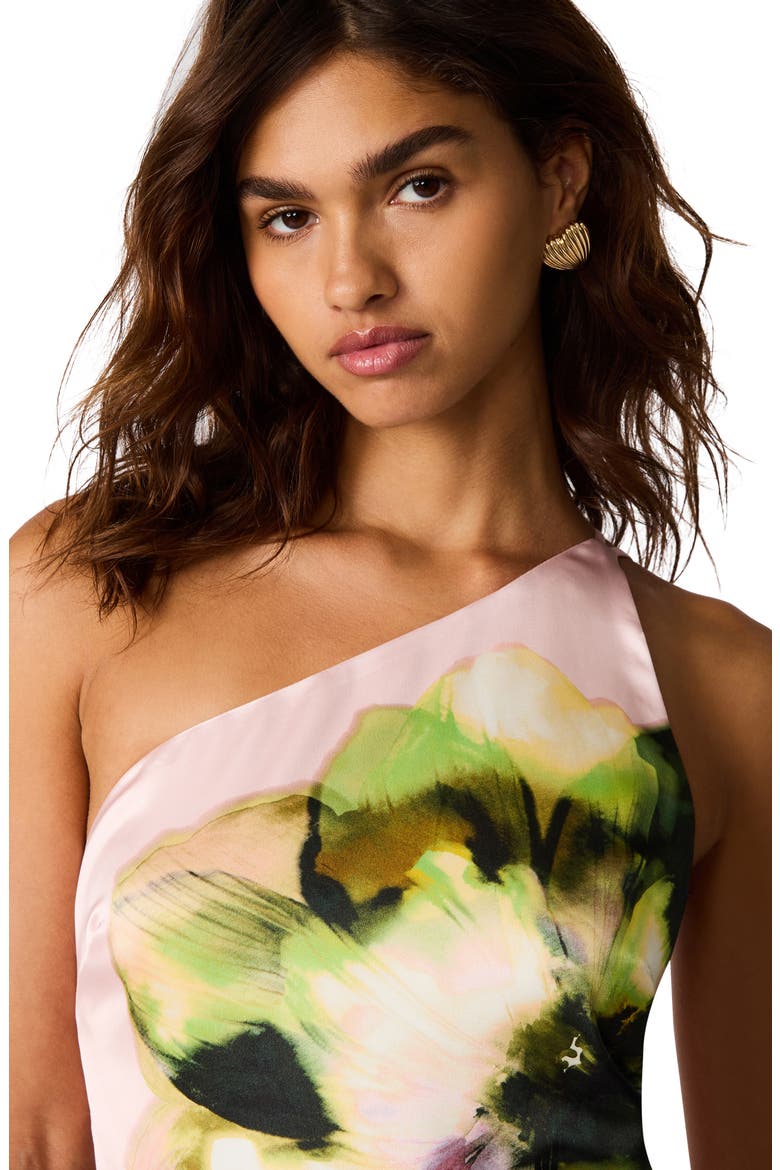 Mindy Floral Print High-Low Dress, Alternate, color, PINK CARNATION