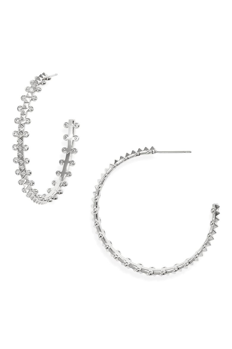 Jada Crystal Stud Hoop Earrings, Main, color, RHOD WHITE CRYSTAL