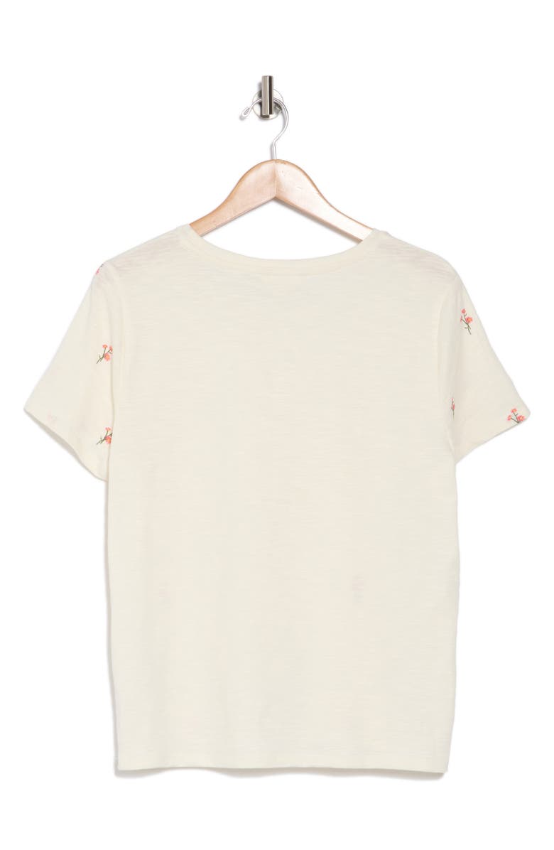 Lucky Brand Flower Embroidered Cotton T-Shirt, Alternate, color, Flower Embroidery