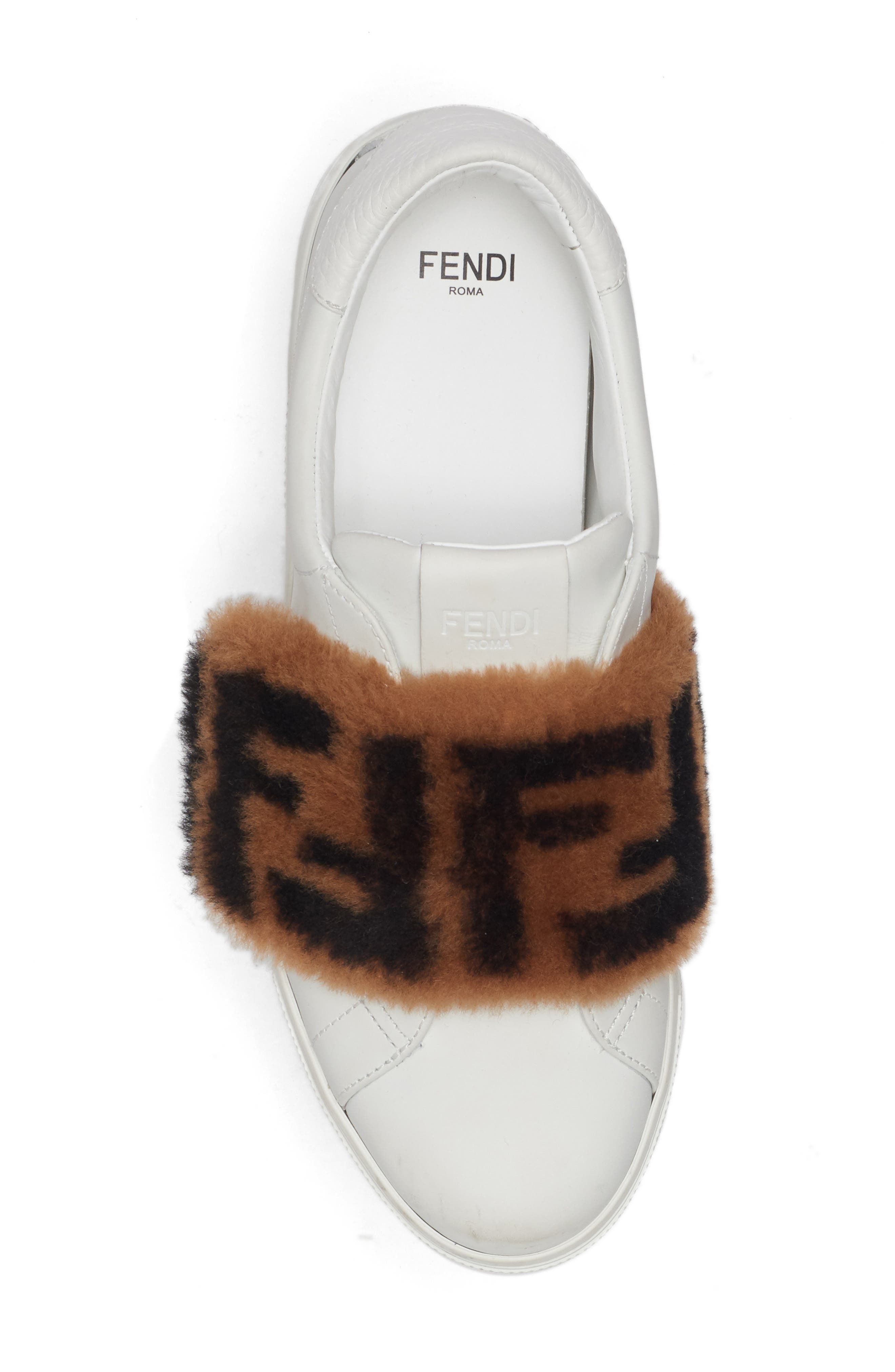 Fendi FF Genuine Shearling Slip-On Sneaker, Alternate, color, 