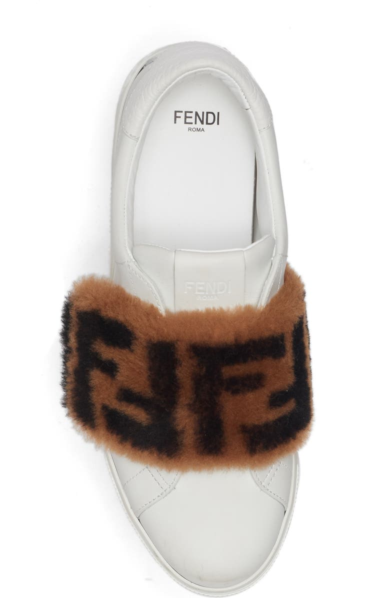 Fendi FF Genuine Shearling Slip-On Sneaker, Alternate, color,