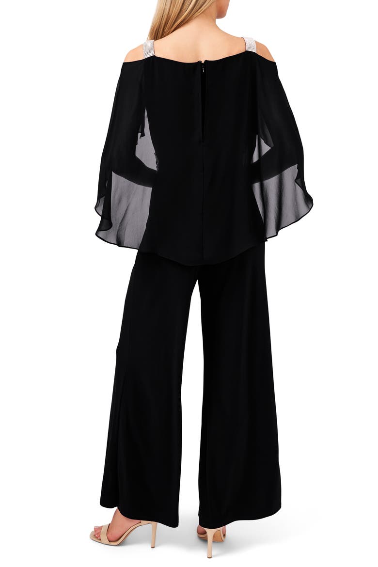 Blouson Cape Jumpsuit, Alternate, color, BLACK