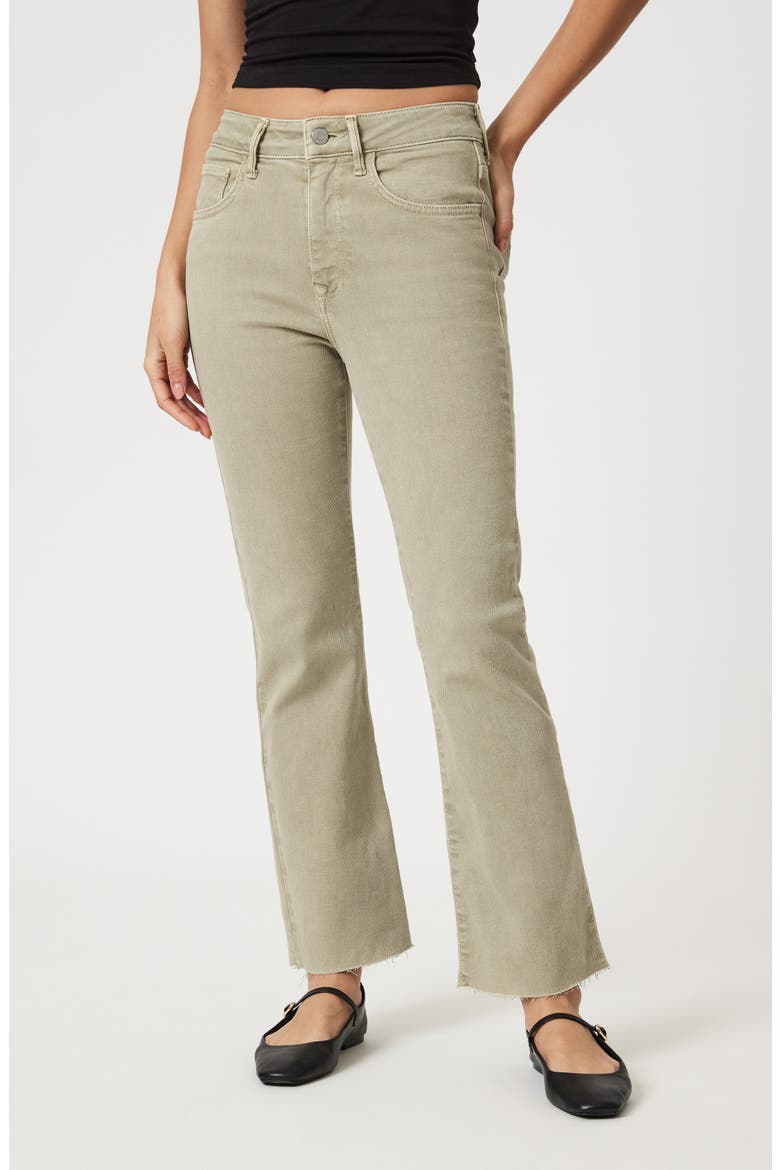 Anika High Waist Raw Hem Crop Flare Jeans, Main, color, GREEN FLEX BLUE